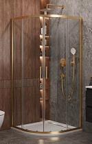 Душевой уголок Cezares MOLVENO-R-2-100-C-BORO-IV 100x100 прозрачный, брашированное золото
