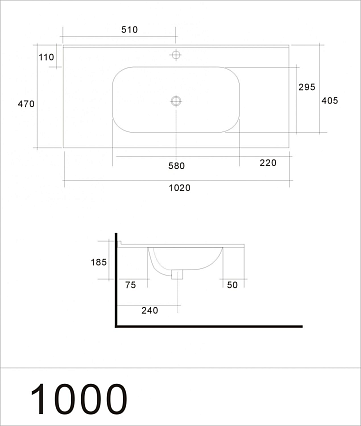 Тумба с раковиной Art&Max Elegant 100 см, LED подсветка, капучино