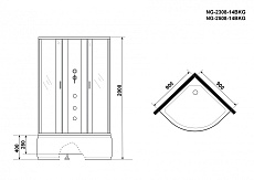 Душевая кабина Niagara NG 2508-14BKG 90x90 стекло тонированное, без крыши, гидромассаж