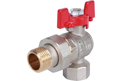 Шаровой кран угловой с американкой Rommer 1/2", ВН/НР, RBV-0006-0610215, RG008UB5BNBF2A