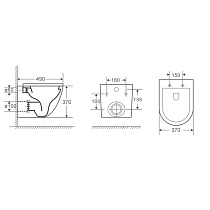 Подвесной унитаз Azario Grado AZ-0046-MB SP безободковый, с микролифтом, черный матовый