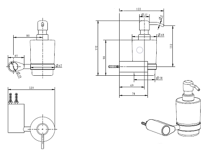 Дозатор подвесной Art&Max Verona Push AM-M-037-CR хром