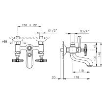 Смеситель для ванны Nicolazzi Teide Metal 1900CR05