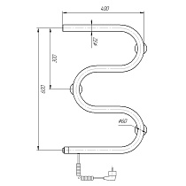 Полотенцесушитель электрический Domoterm М-образный DMT 107-32 60x40 ТЭН слева, хром