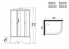 Душевая кабина Niagara NG 2510-14LG стекло тонированное, гидромассаж