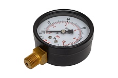Манометр от 0 до 100 бар из углеродистой стали, D63 мм, NPT 1/4&quot;, штуцер снизу A-Flow G10-C-4N-63A-100bar