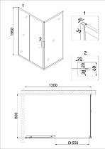 Душевой уголок Niagara Nova NG-82-13АВ-А80В 130x80 прозрачный, черный