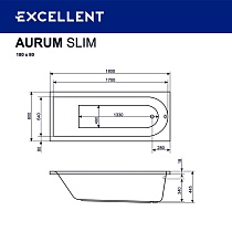 Акриловая ванна Actima Aurum Slim WAAC.AUR18WHS 180x80 на каркасе