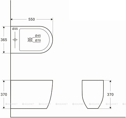 Подвесное биде Aquanet Cetus-B2 BL-102-WHB