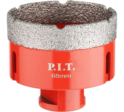 Коронка алмазная по керамограниту P.I.T. (68 мм, M14, сухое сверление, вакуумная пайка) AMAS18-0068