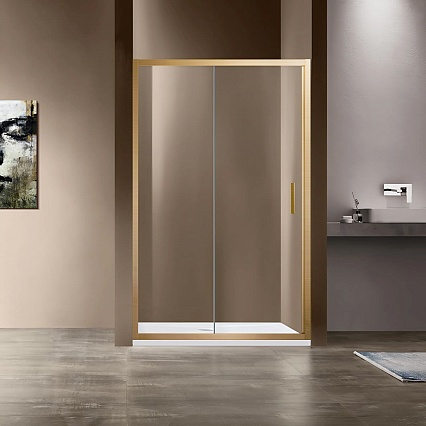 Душевая дверь Vincea Garda VDS-1G130CLG 130x190 брашированное золото, прозрачная