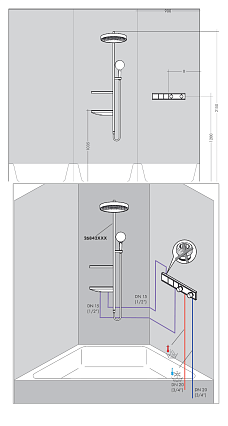 Смеситель для душа Hansgrohe RainSelect 15380670 с термостатом, матовый черный