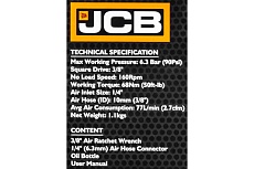 Пневмотрещотка JCB с прорезиненной рукояткой 3/8&quot; JCB-RP7412(58336)