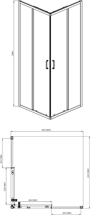 Душевой уголок Aquatek AQ ARI KV 09020BL 90x90 прозрачный, черный