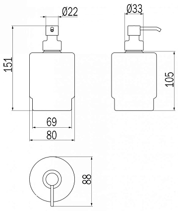 Дозатор жидкого мыла Inda Mito A2012ANE21 черный матовый