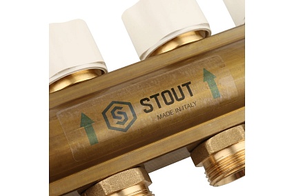 Распределительный коллектор из латуни с расходомерами 8 вых. STOUT SMB 0473 000008