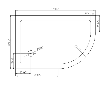 Поддон для душа Orans Tray TF1280-4 120x80 асимметричный L