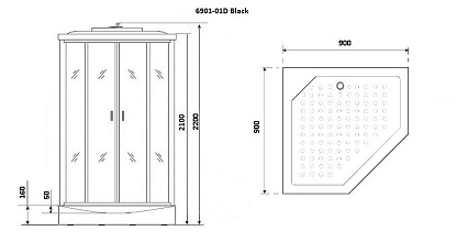 Душевая кабина Niagara Premium NG- 6901-01D BLACK 90x90