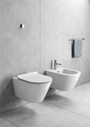 Подвесной унитаз GSI Kube X 9415FR211 с креплением 55x36 безободковый, белый