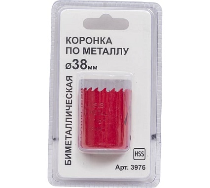 Коронка по металлу 38 мм, bi-metall, блистер Спец 3976