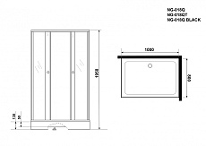 Душевой уголок Niagara NG 018-14Q BLACK 100x80 стекло с рисунком мозаика, черный