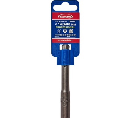 Бур по бетону Tsunami PROFESSIONAL Cross 14х600/545 мм, SDS-plus T10610300014600
