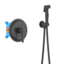 Смеситель Aquatek Классик AQ1519MB с гигиеническим душем, черный матовый