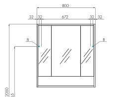 Зеркальный шкаф Акватон Рико 80 см ясень фабрик, 1A215302RIB90