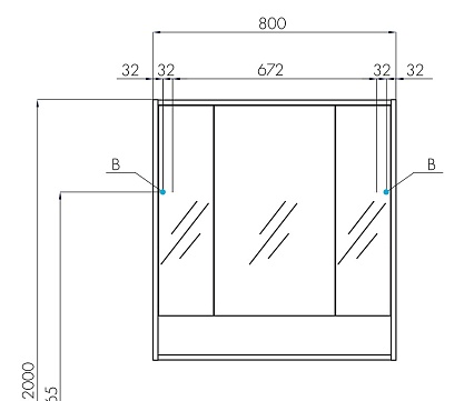 Зеркальный шкаф Акватон Рико 80 см ясень фабрик, 1A215302RIB90