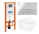 Подвесной унитаз BelBagno Tre BB8001CHR/SC/BB002-80/BB005-PR-CHROME комплект 4в1