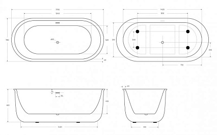 Акриловая ванна BelBagno BB709 170x78 см BB709-1700-780