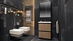 Мебель для ванной Velvex Klaufs 60 см подвесная, 2 ящика, черный матовый/дерево шатанэ