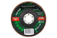 Круг лепестковый керамический торцевой 125x22.2 мм, P100 Rockforce RF-FD5100Q(51997)