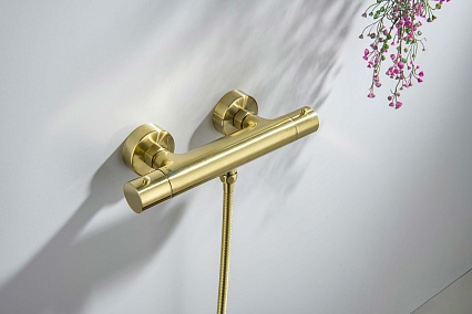 Смеситель для душа Aquatek Европа AQ1363BG термостат, шлифованное золото