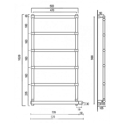 Полотенцесушитель электрический Margaroli Sole 470-542-6 хром