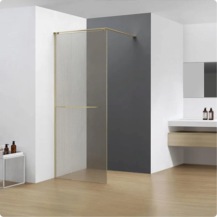 Душевая перегородка AQUAme AQM3720-3-10 100x200 триплекс "лен", золото шлифованное