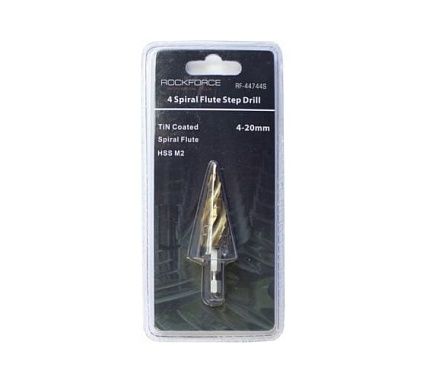 Сверло ступенчатое спиральное (4-20 мм; TIN HSS M2) Rockforce RF-44744S