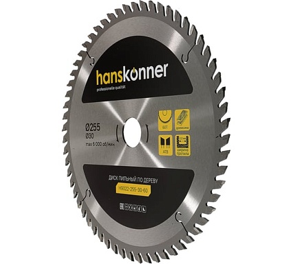 Диск пильный 255х30 мм, 60Z Hanskonner H9022-255-30-60