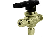 Шаровой кран Hy-Lok 112 серии из латуни, трехходовой, 6мм - 6мм B1V-3-H-6M-BRAS