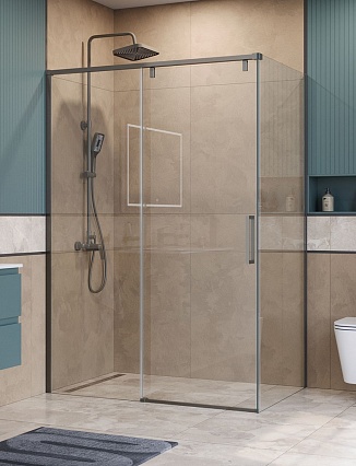 Душевой уголок BelBagno SOFT_CLOSE-1-AH-1-130/100-C-GM 130x100 прозрачный, оружейная сталь Душевой уголок BelBagno SOFT_CLOSE-1-AH-1-130/100-C-GM 130x100 прозрачный, оружейная сталь