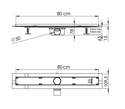 Душевой лоток Vincea Say Almira-S SAY.602.80.S.U 80 см, хром
