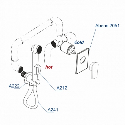 Смеситель WasserKRAFT Abens A02041 с гигиеническим душем, черный матовый