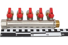 Коллектор для металлопластиковой трубы Terma 3/4&quot;в/н с 5-ю шаровыми кранами, конус 16 мм (1/2&quot;) (14004) 35994