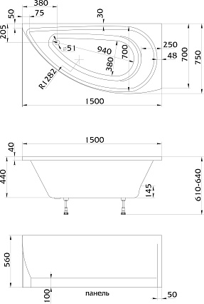 Акриловая ванна Creto Palermo 150x75 см 13-15075R R