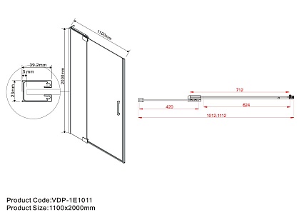 Душевая дверь Vincea Extra VDP-1E1011CGB 100/110x200 черный, тонированная