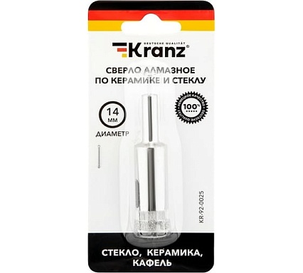 Сверло алмазное по керамограниту, керамике и стеклу 14 мм Kranz KR-92-0025