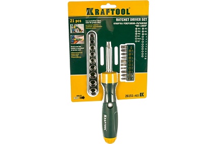 Реверсная рычажная отвертка Kraftool BIT-LOCK 26151-H21
