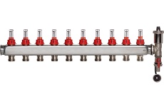 Коллектор ColSys p887 11 выходов с расходомерами, автоматическим воздухоотводчиком и дренажным шаровым краном 188710511