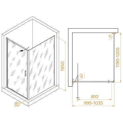 Душевой уголок RGW Stilvol SV-145B (SV-05B + Z-050-2B) 100x120 прозрачное, черный 703214502-14