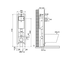 Инсталляция для унитаза OLI Quadra Plus 141945, пневматическая